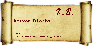 Kotvan Bianka névjegykártya
